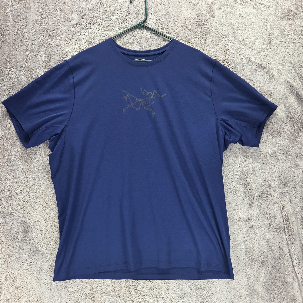 Arc'teryx Cormac Logo SS Shirt Mens 2XL Blue Short Sleeve Performance Hiking